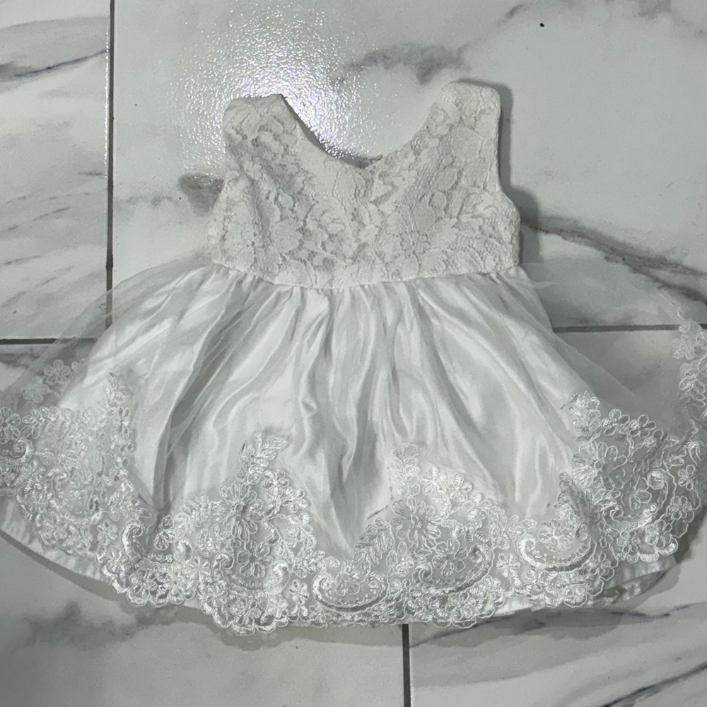 Elegant White Lace Baby Dress